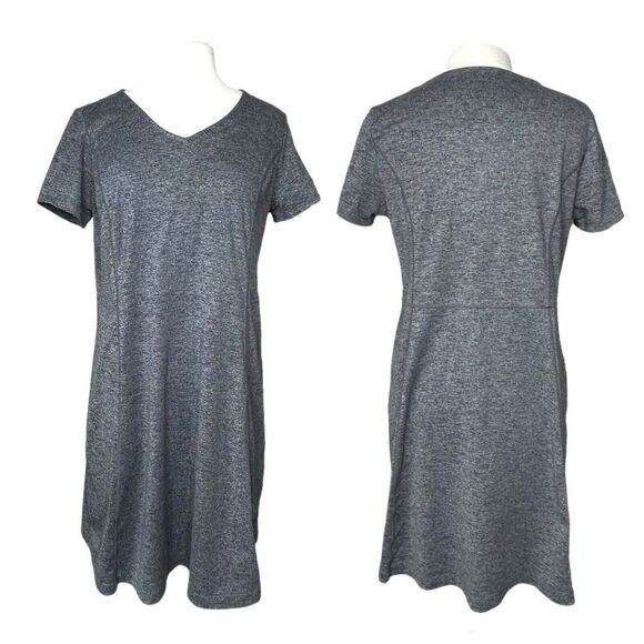 J. Jill Fit Marled V-Neck Dress Navy Blue Multi - Picture 2 of 10